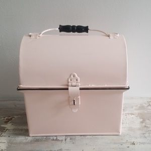 Pink Metal Vintage Lunchbox with Tray